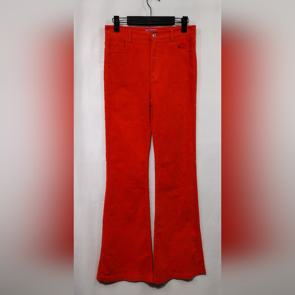NWT Edikted Corduroy High Rise Pants Womens M Orange Bobo Retro 90s Y2K Casual - Picture 1 of 9